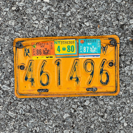 Photo of a 1973 1987 New York Motorcycle License Plate Auto Tag Garage Decor Vintage 461496