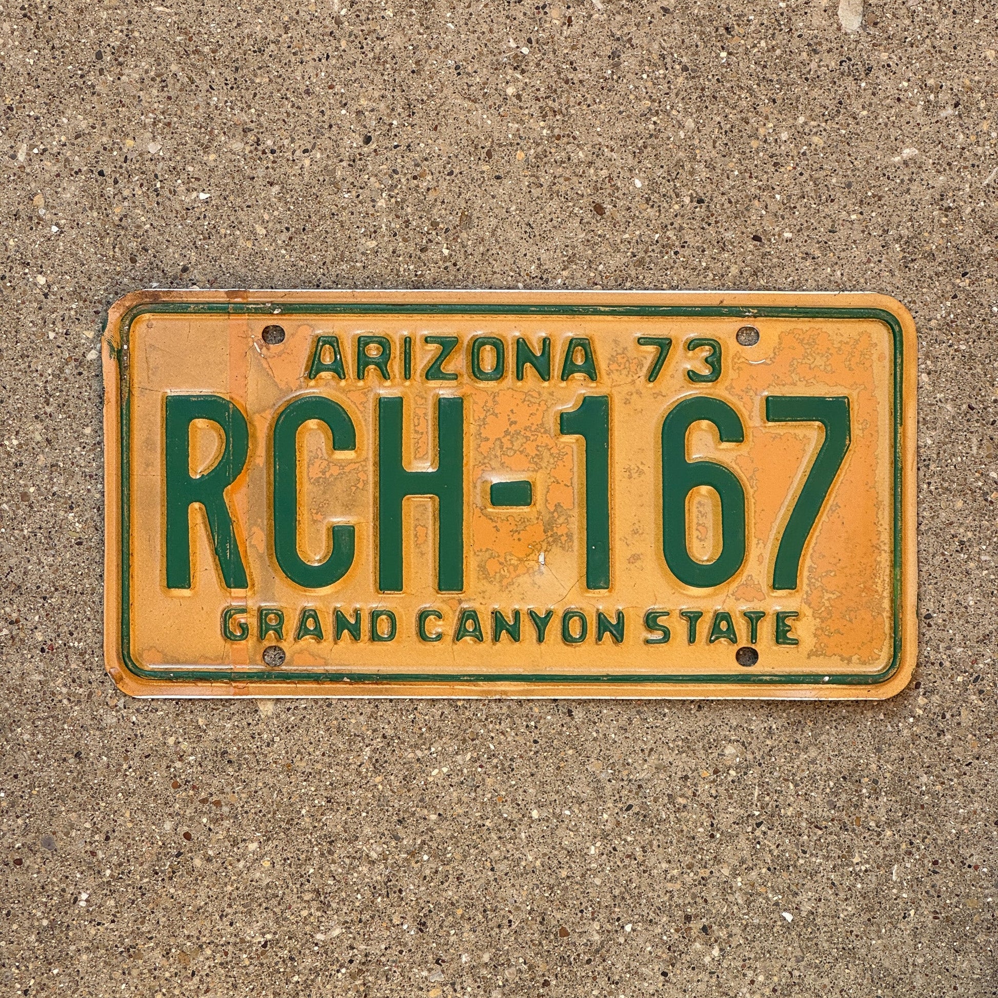 Photo of a 1973 Arizona License Plate Auto Tag Garage Decor Vintage RCH 167