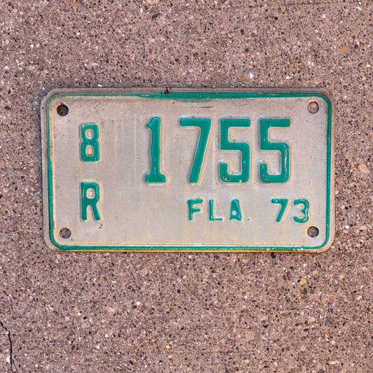 Photo of a 1973 Florida Motorcycle License Plate Auto Tag Garage Decor Vintage 8 R 1755