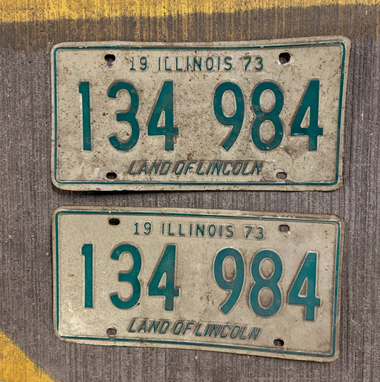 Photo of a 1973 Illinois License Plate Auto Tag Garage Decor Vintage 134 984