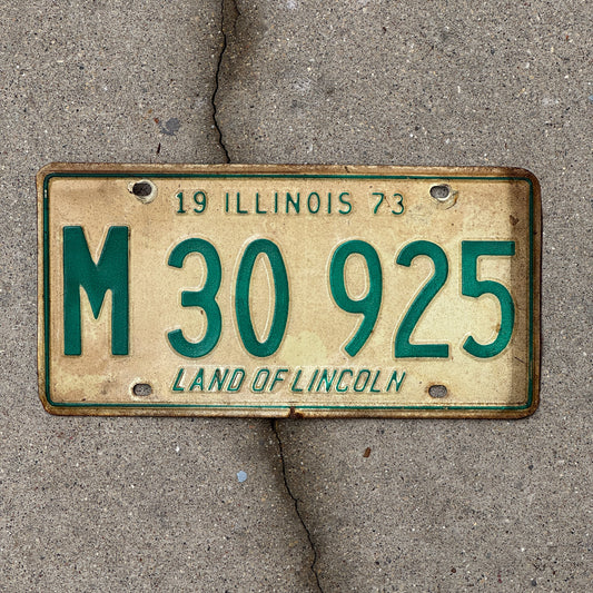 Photo of a 1973 Illinois Municipal License Plate Auto Tag 1 Vintage Garage M 30 925 with original patina