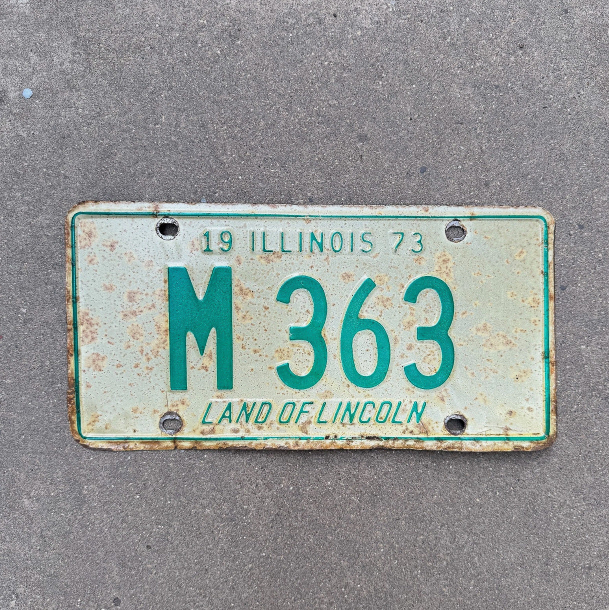 Photo of a 1973 Illinois MUNICIPAL License Plate Auto Tag Garage Decor Vintage License Plate Auto Tag Garage Decor M 363
