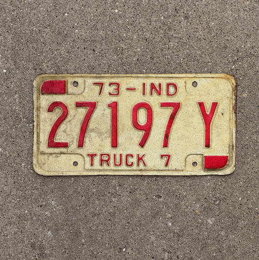 Photo of a 1973 Indiana Truck License Plate Auto Tag Garage Decor 27197 Y