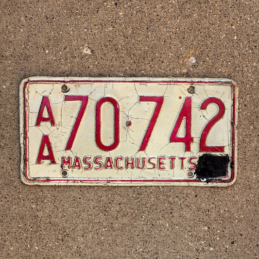 Photo of a 1973 Massachusetts Truck License Plate Auto Tag Garage Decor Vintage AA 70 742