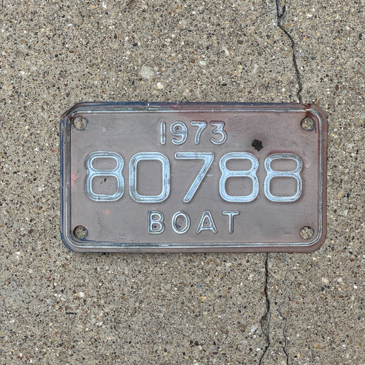 Photo of a 1973 Michigan Boat License Plate Auto Tag 1 Garage Decor 80788