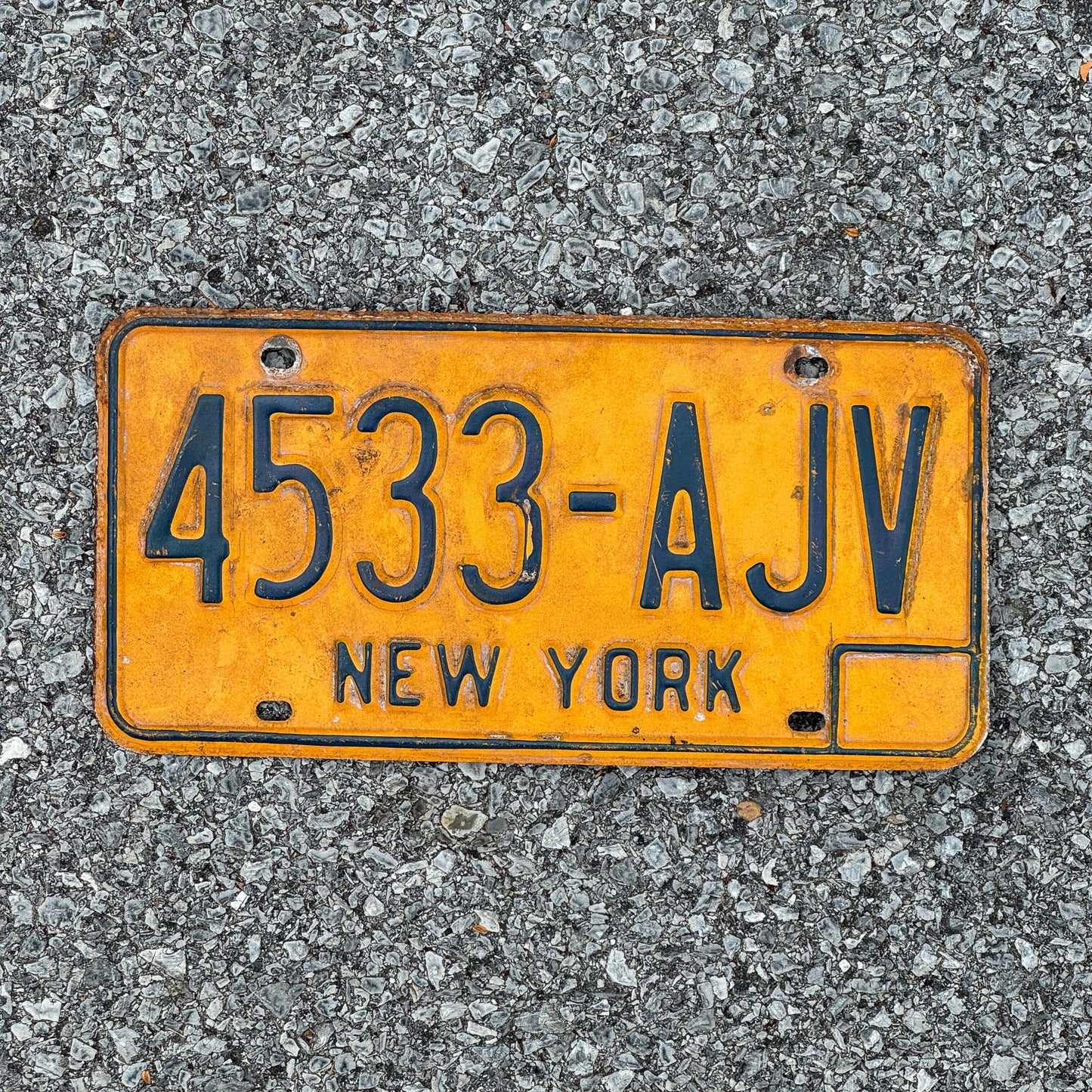 Photo of a 1973 New York License Plate Auto Tag Garage Decor Vintage 4533 AJV