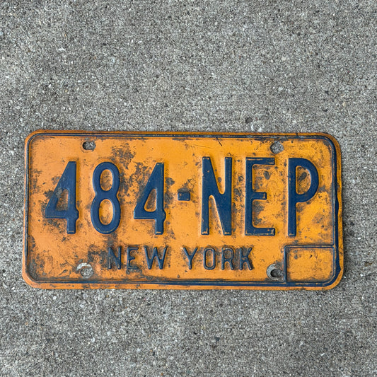 Photo of a 1973 New York License Plate Auto Tag Garage Decor Vintage 484 NEP with original patina