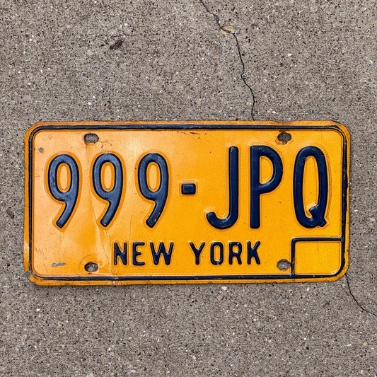 Photo of a 1973 New York License Plate Auto Tag Garage Decor Vintage Repeat Repeating 999 JPQ