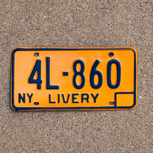 Photo of a 1973 New York LIVERY License Plate Auto Tag Garage Decor Vintage 4L 860