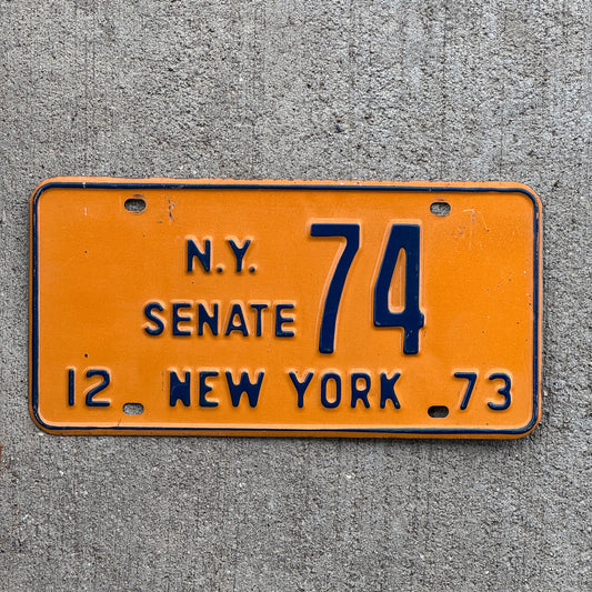 Photo of a 1973 New York NY SENATE License Plate Auto Tag Garage Decor Vintage 74