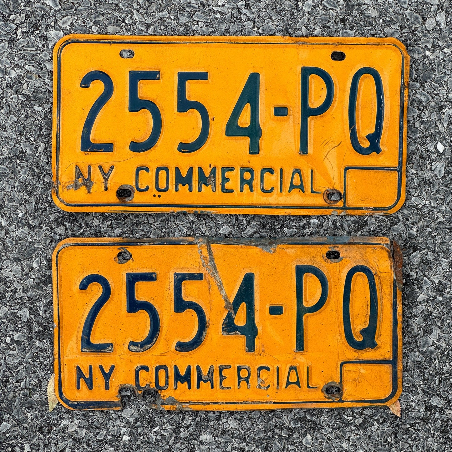 Photo of a 1973 New York Truck License Plate Pair Auto Tag Garage Decor Vintage 2554 PQ