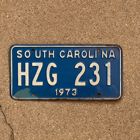 Photo of a 1973 South Carolina License Plate Auto Tag Garage Decor Vintage HZG 231