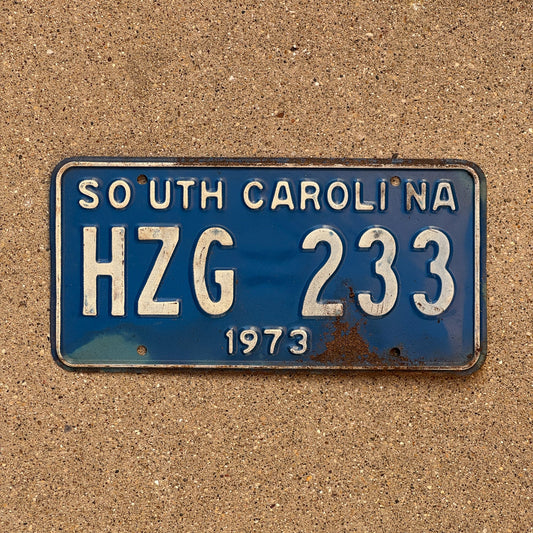 Photo of a 1973 South Carolina License Plate Auto Tag Garage Decor Vintage HZG 233