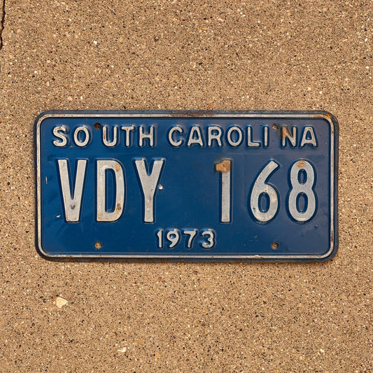 Photo of a 1973 South Carolina License Plate Auto Tag Garage Decor Vintage VDY 168