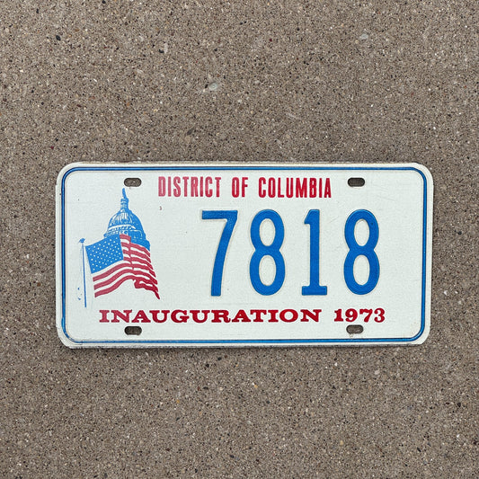 Photo of a 1973 Washington DC Inaugural License Plate Auto Tag Garage Decor Vintage Nixon Inauguration 7818