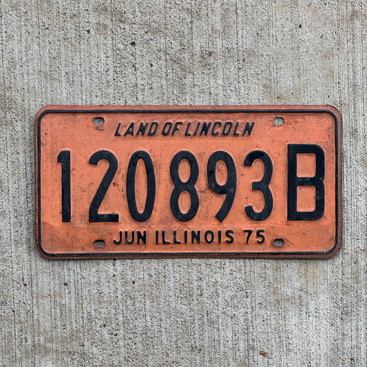 Photo of a 1974 1975 Illinois Truck License Plate Auto Tag Garage Decor Vintage 120 893 B with original patina