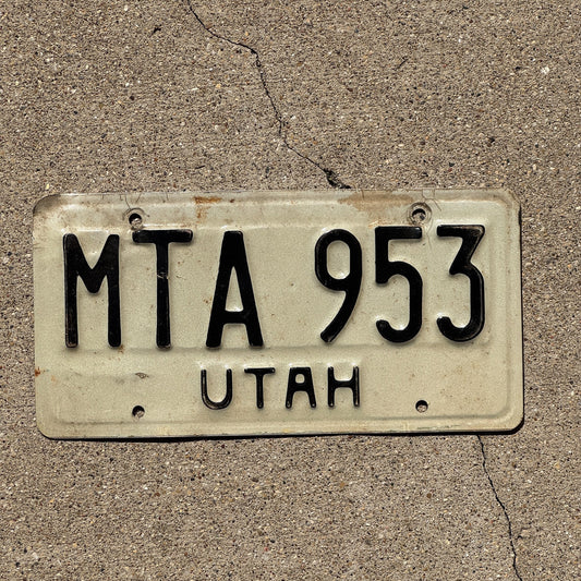 Photo of a 1974 1980 Utah License Plate Auto Tag Garage Decor Vintage MTA 953