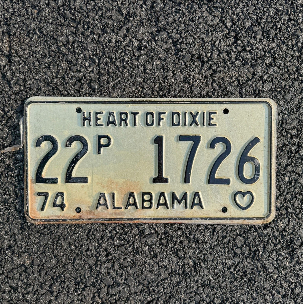 Photo of a 1974 Alabama Truck License Plate Auto Tag Garage Decor Vintage Heart of Dixie 22 1726