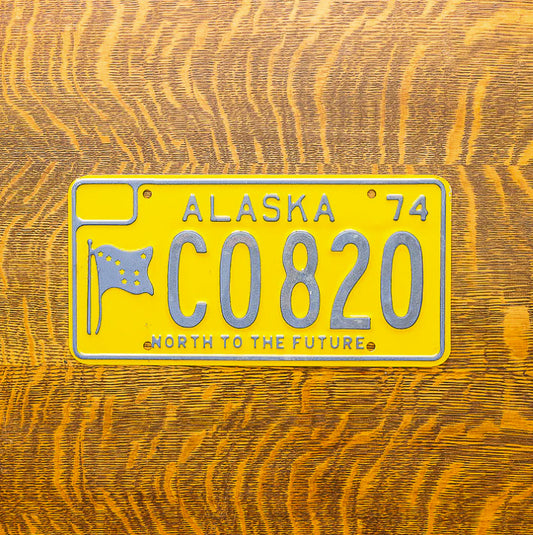 Photo of a 1974 Alaska License Plate Auto Tag Garage Decor Vintage C0 820 with original patina