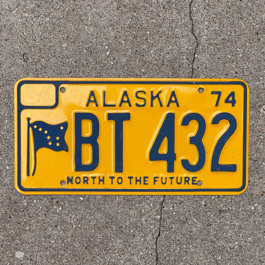 Photo of a 1974 Alaska License Plate Auto Tag Garage Decor Vintage High Quality BT 432 with original patina