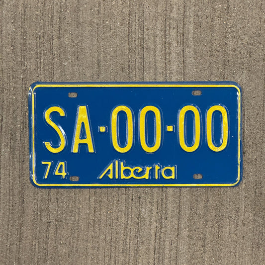 Photo of a 1974 Alberta SAMPLE License Plate Auto Tag Garage Decor Vintage SA 0000