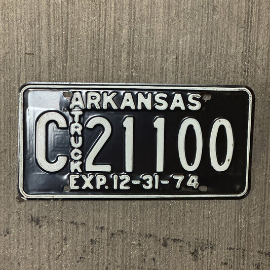 Photo of a 1974 Arkansas Truck License Plate Auto Tag Garage Decor Vintage C 21100