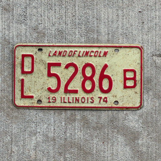 Photo of a 1974 Illinois Dealer License Plate Auto Tag 1 Vintage Garage 5286 B with original patina