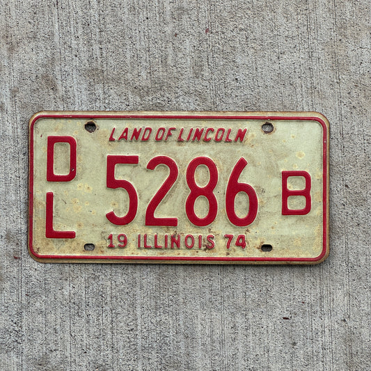 Photo of a 1974 Illinois Dealer License Plate Auto Tag 2 Vintage Garage 5286 B with original patina