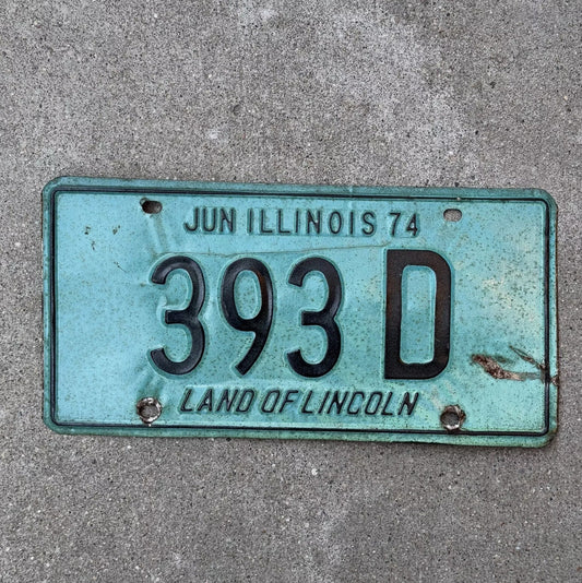 Photo of a 1974 Illinois TRUCK License Plate Auto Tag Garage Decor Vintage License Plate Auto Tag Garage Decor 3 Digit Low Number 393 D