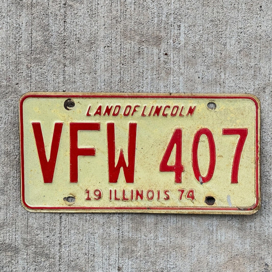 Photo of a 1974 Illinois VETERAN License Plate Auto Tag Garage Decor Vintage License Plate Auto Tag 1 Garage Decor Military Vet VFW 407