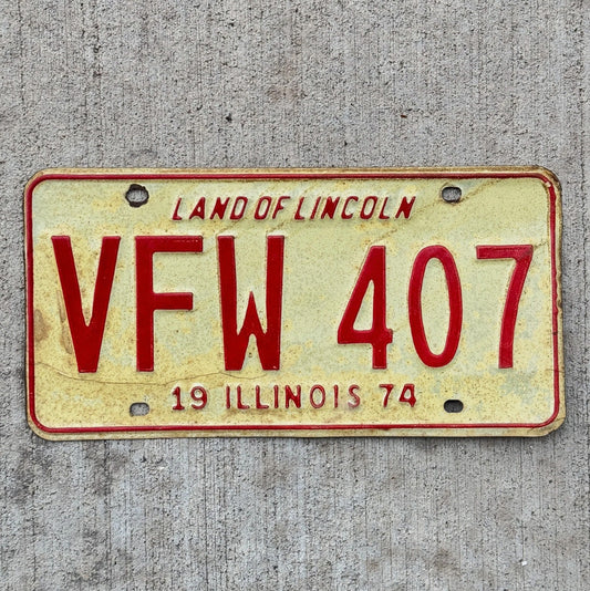 Photo of a 1974 Illinois VETERAN License Plate Auto Tag Garage Decor Vintage License Plate Auto Tag 2 Garage Decor Military Vet VFW 407