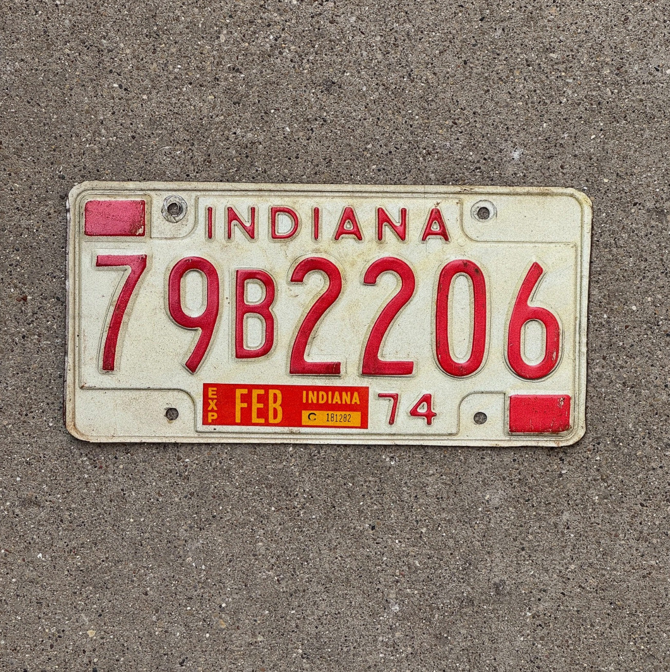 Photo of a 1974 Indiana License Plate Auto Tag Garage Decor 79 B 2206