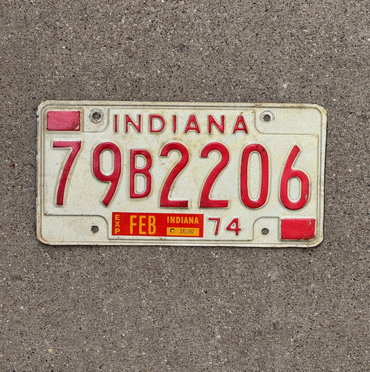 Photo of a 1974 Indiana License Plate Auto Tag Garage Decor 79 B 2206