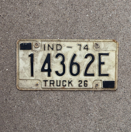 Photo of a 1974 Indiana Truck License Plate Auto Tag Garage Decor 14362 E