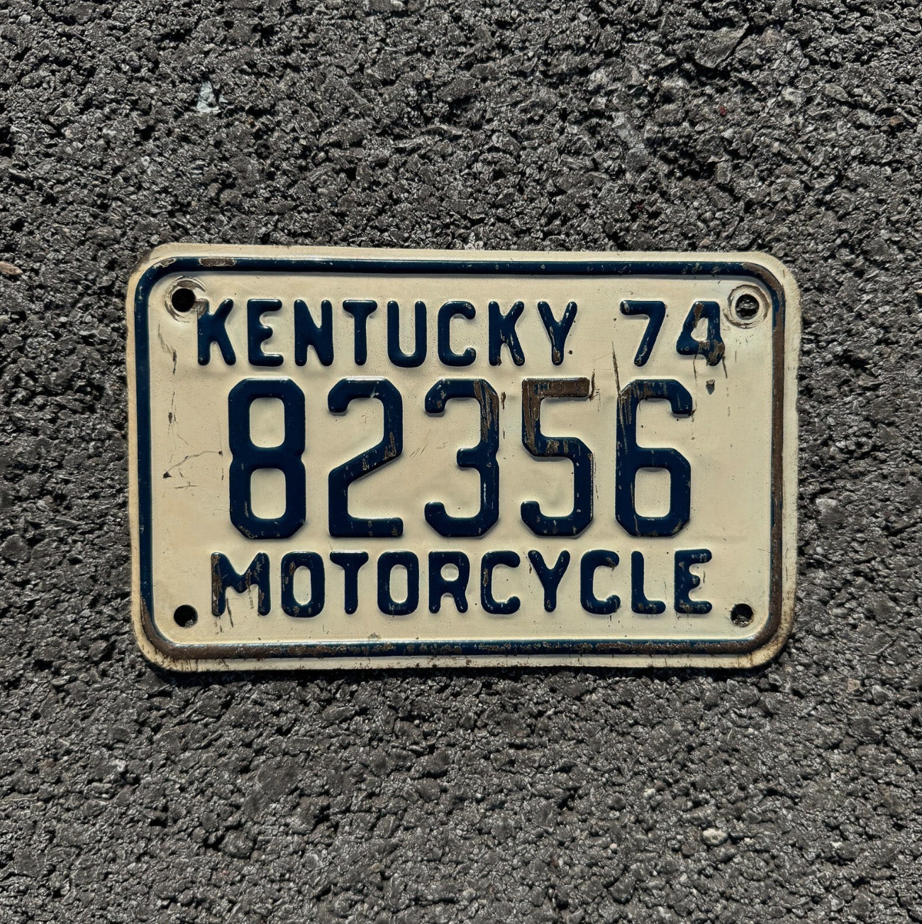 Photo of a 1974 Kentucky Motorcycle License Plate Auto Tag Garage Decor Vintage Bike 82356