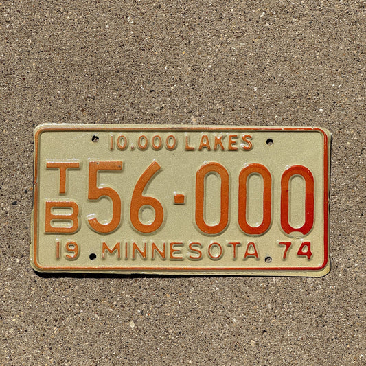 Photo of a 1974 Minnesota Farm Truck License Plate Auto Tag Garage Decor Vintage Repeat Repeating TB 56000