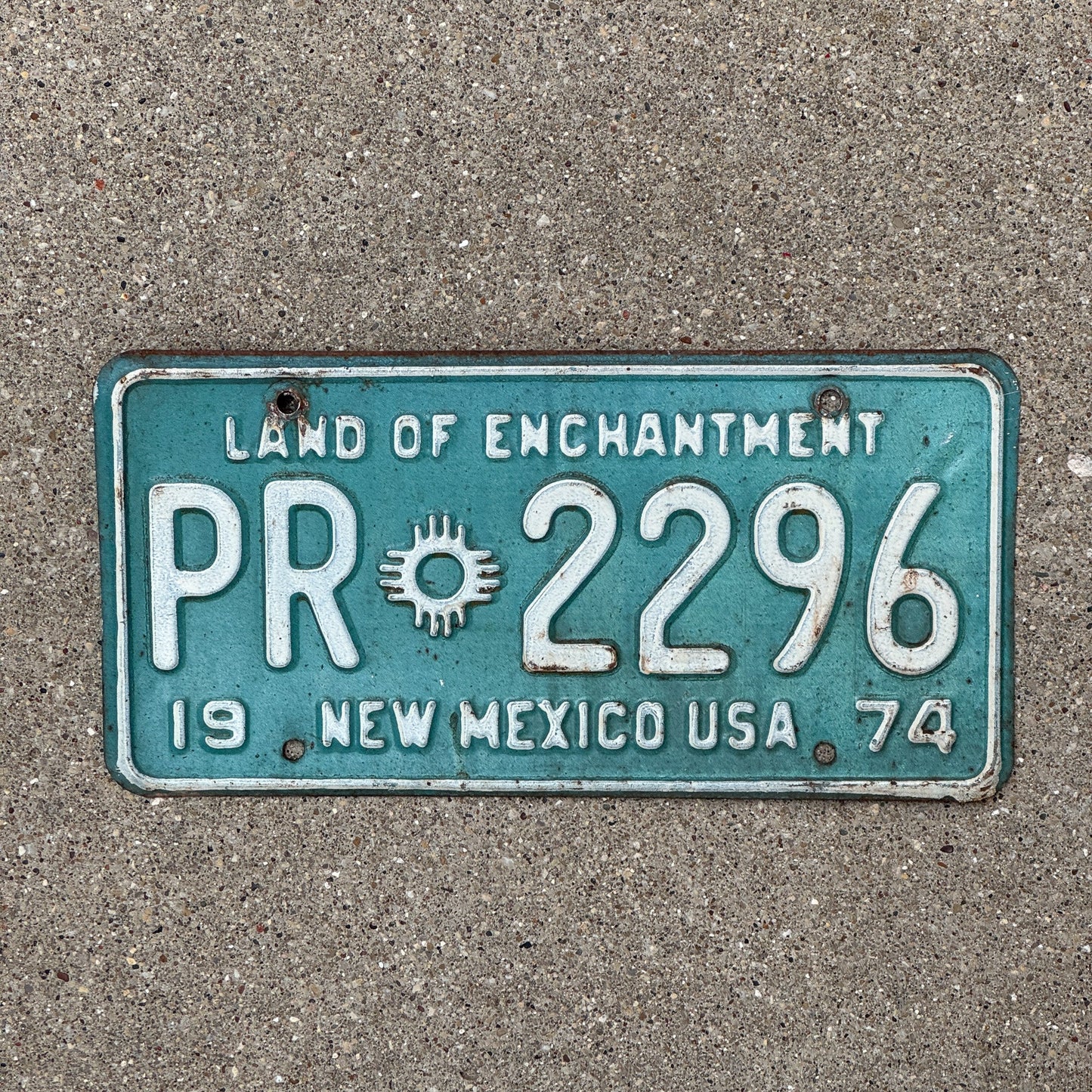 Photo of a 1974 New Mexico Pro Rate License Plate Auto Tag Garage Decor Vintage PR 2296
