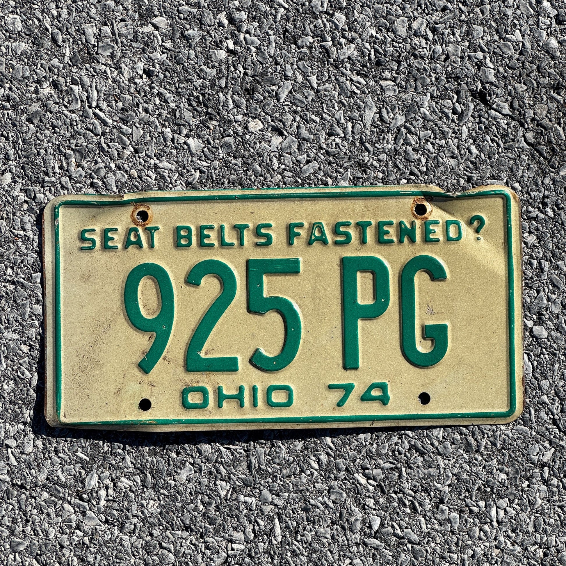 Photo of a 1974 Ohio License Plate Auto Tag Garage Decor Vintage 925PG