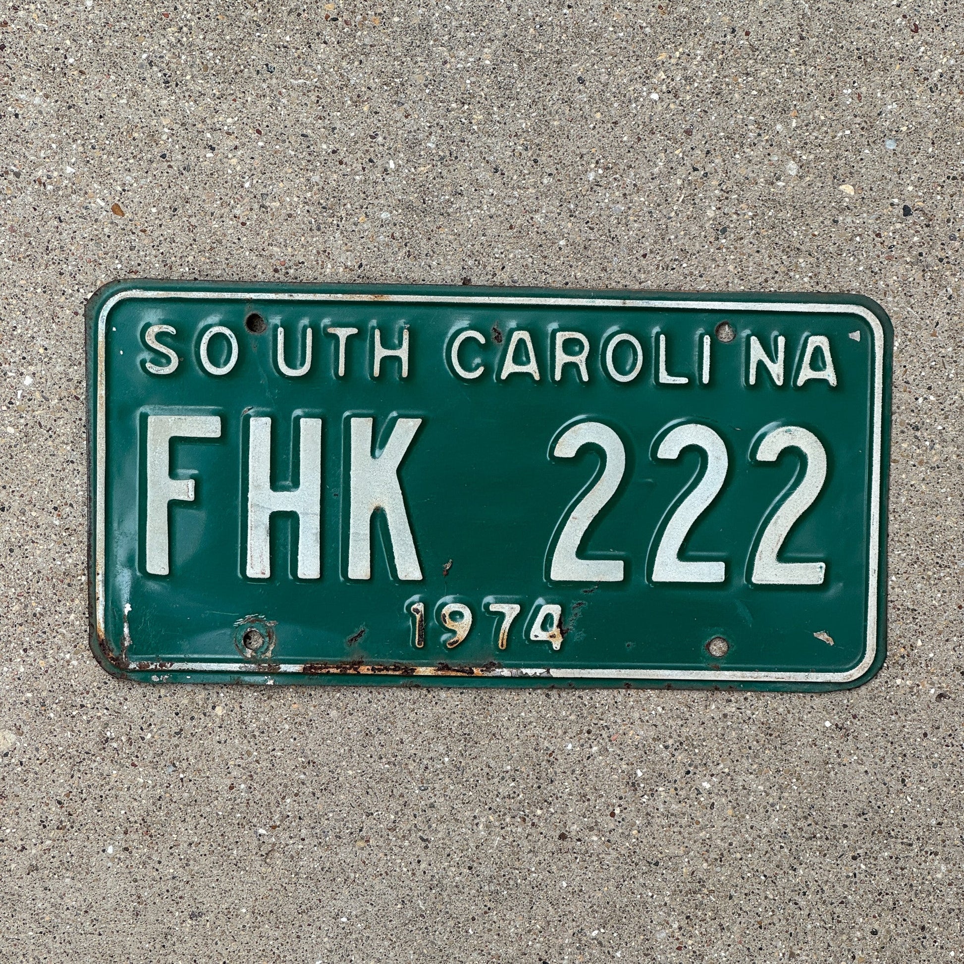 Photo of a 1974 South Carolina License Plate Auto Tag 1 Garage Decor Repeat Repeating FHK 222