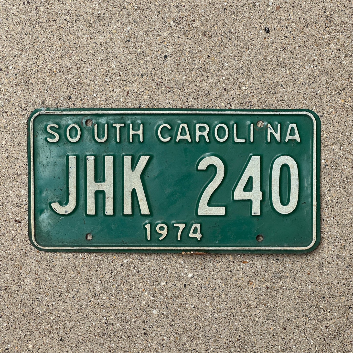 Photo of a 1974 South Carolina License Plate Auto Tag Garage Decor Vintage JHK 240