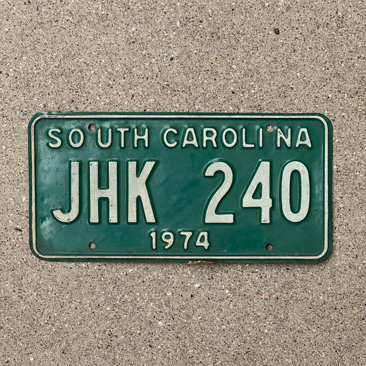 Photo of a 1974 South Carolina License Plate Auto Tag Garage Decor Vintage JHK 240