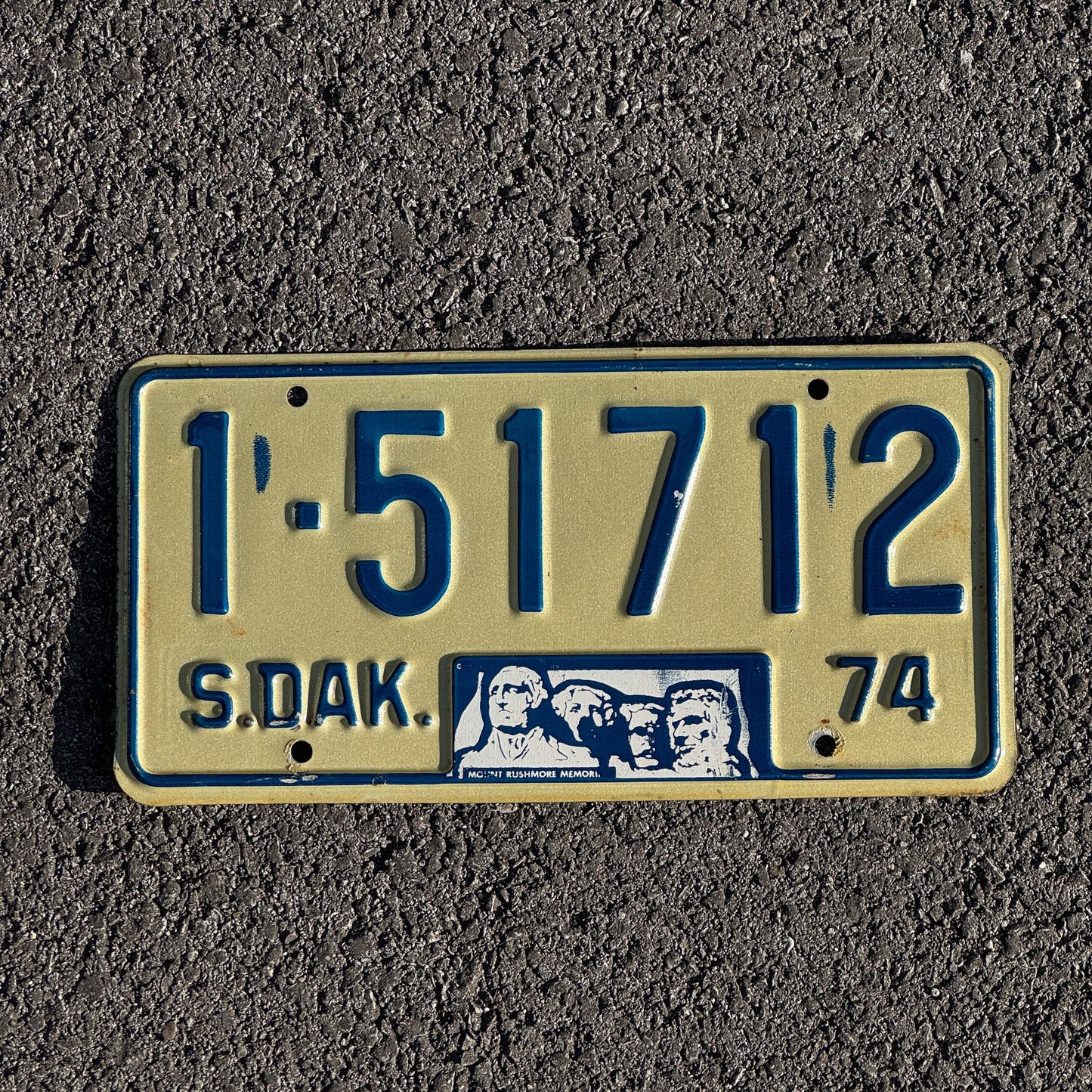 Photo of a 1974 South Dakota License Plate Auto Tag Garage Decor Vintage 1 51712