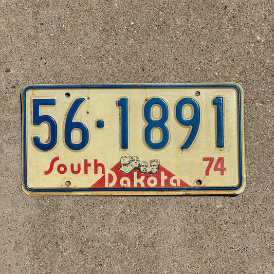 Photo of a 1974 South Dakota License Plate Auto Tag Garage Decor Vintage Sanborn 56 1891