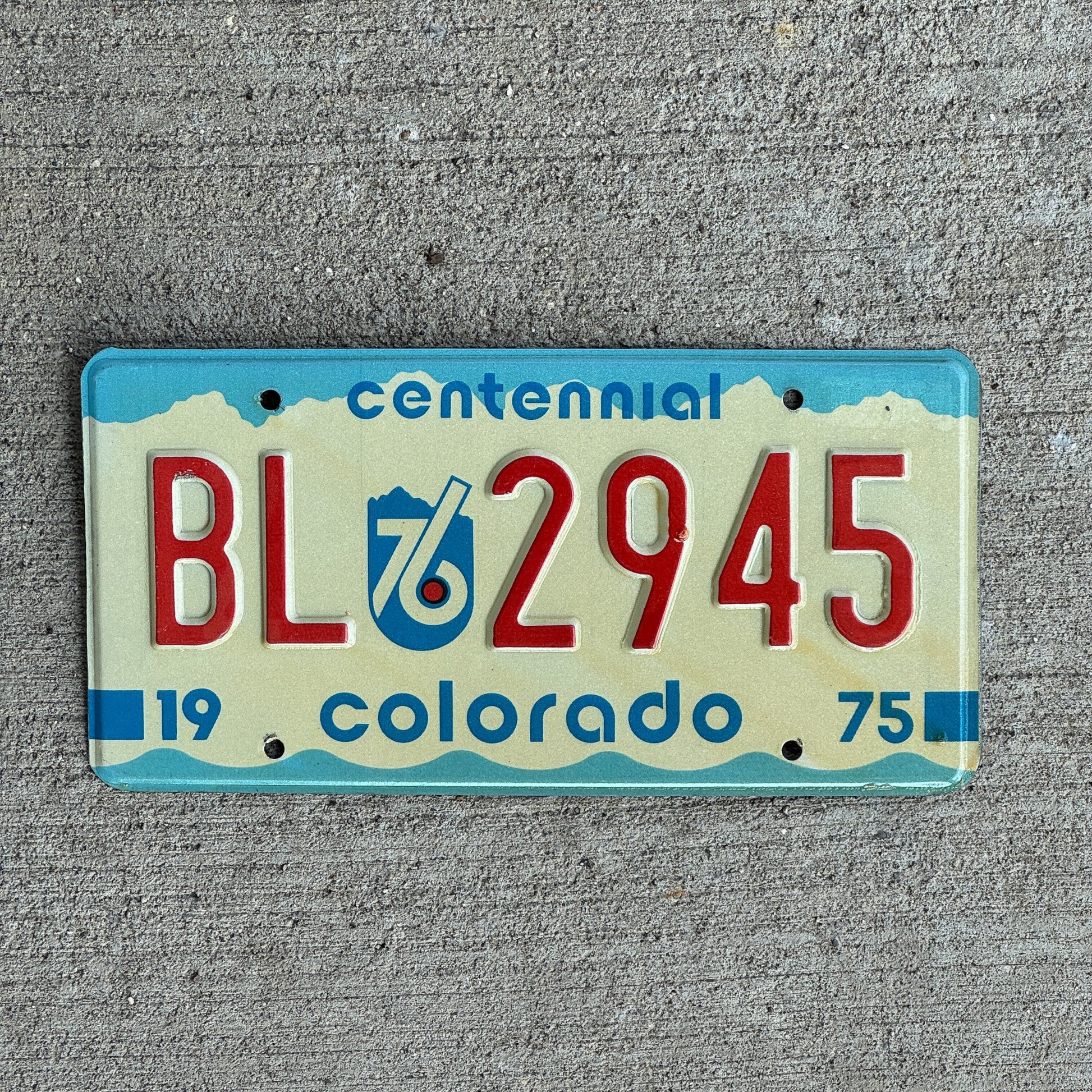 Photo of a 1975 1976 Colorado License Plate Auto Tag Garage Decor Vintage BL 2945
