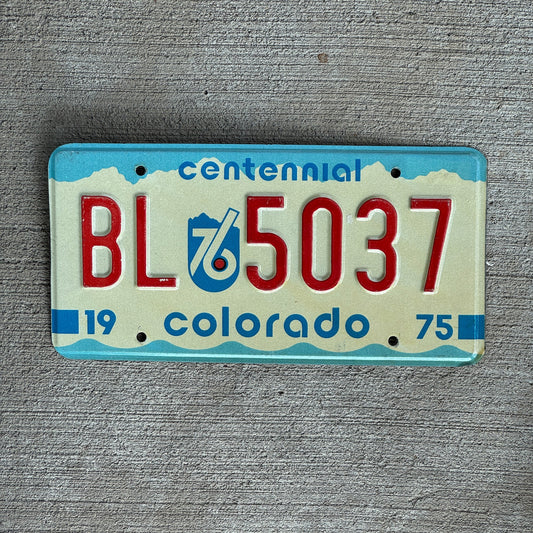 Photo of a 1975 1976 Colorado License Plate Auto Tag Garage Decor Vintage BL 5037