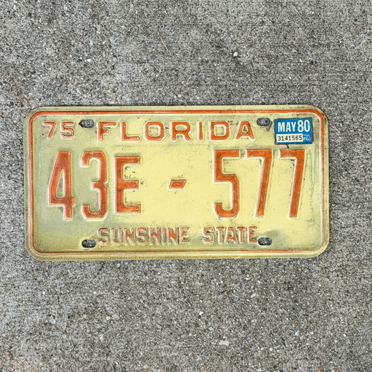 Photo of a 1975 1980 Florida Limo License Plate Auto Tag Garage Decor Vintage Limousine 43E 577 with original patina