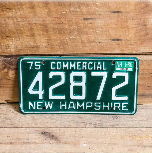 Photo of a 1975 1980 New Hampshire Commercial License Plate Auto Tag Garage Decor Vintage 42872 with original patina