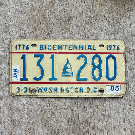 Photo of a 1975 1985 Washington DC License Plate Auto Tag 2 Vintage Garage Capitol Bicentennial 131 280 with original patina