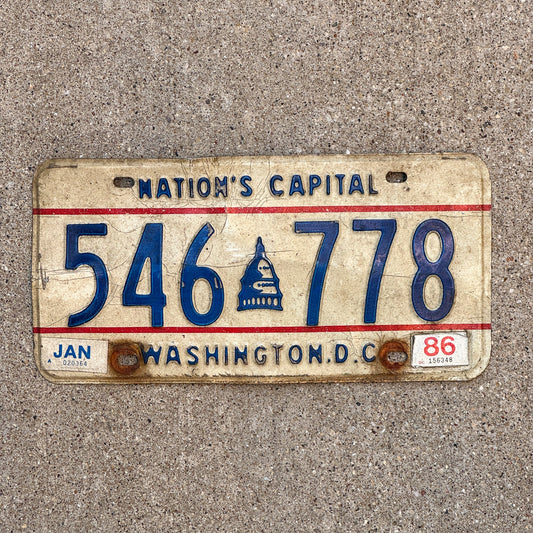 Photo of a 1975 1986 Washington DC License Plate Auto Tag 1 Garage Decor Capitol Graphic 546 778 with original patina