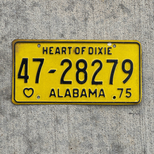 Photo of a 1975 Alabama License Plate Auto Tag Garage Decor Vintage Heart of Dixie 47 28279 with original patina